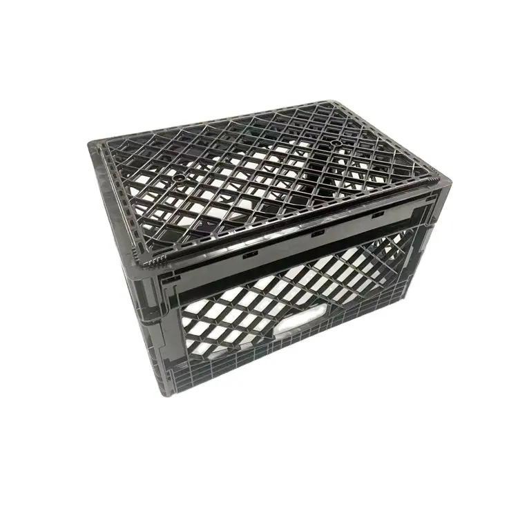 24 Quart Folding Plastic Collapsible Milk Crate with Lid