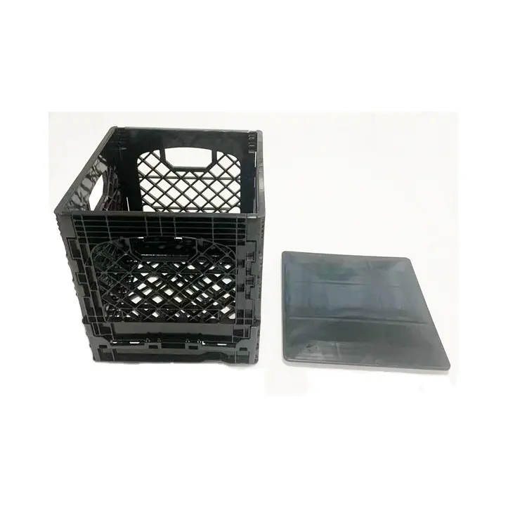 Square 16quart Collapsible Milk Crates with Lid