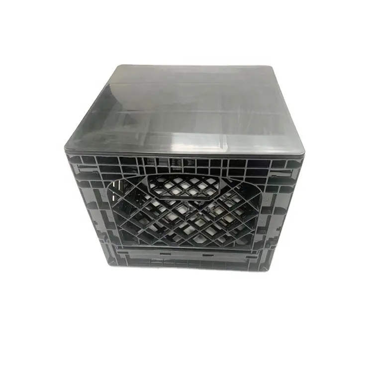 Square 16quart Folding Dairy Milk Crate with Lid