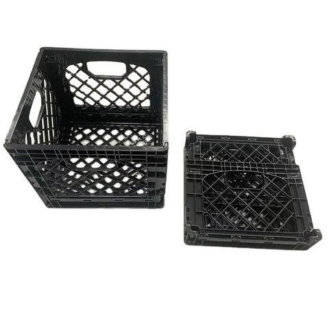 Square 16quart Folding Dairy Milk Crate with Lid