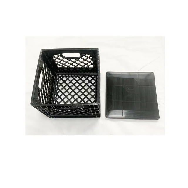 Stackable Square Plastic 16 Quart Unfolding Dairy Milk Crate with Lid