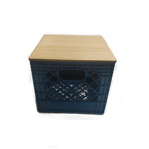 Square 16 Quart Unfold Storage Crate Milk Crate With Wooden Cover Lid